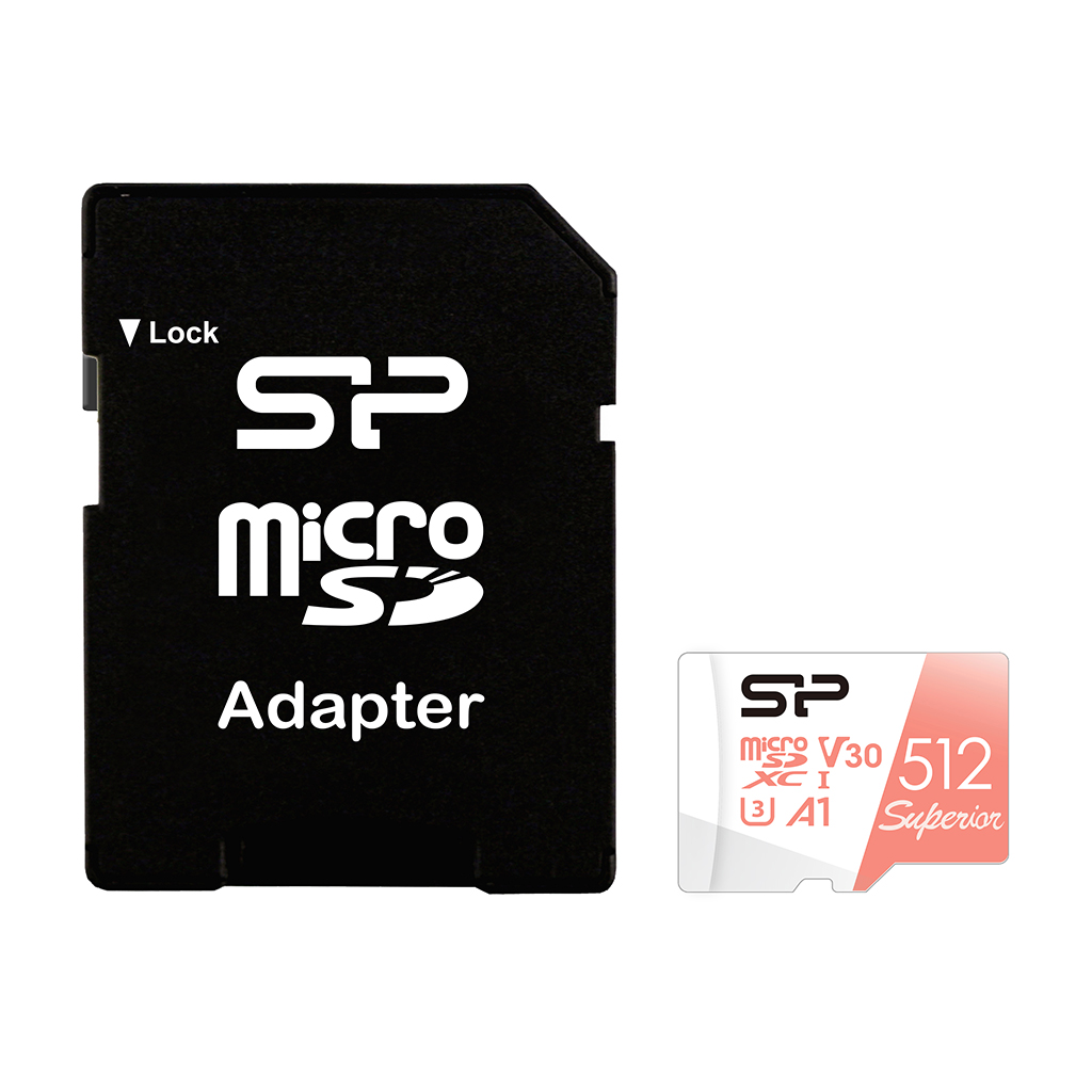 تصویر  کارت حافظه microSDXC سیلیکون پاور مدل Superior کلاس 10 استاندارد UHS-I U3 سرعت 100MBps ظرفیت 512 گیگابایت به همراه آداپتور SD