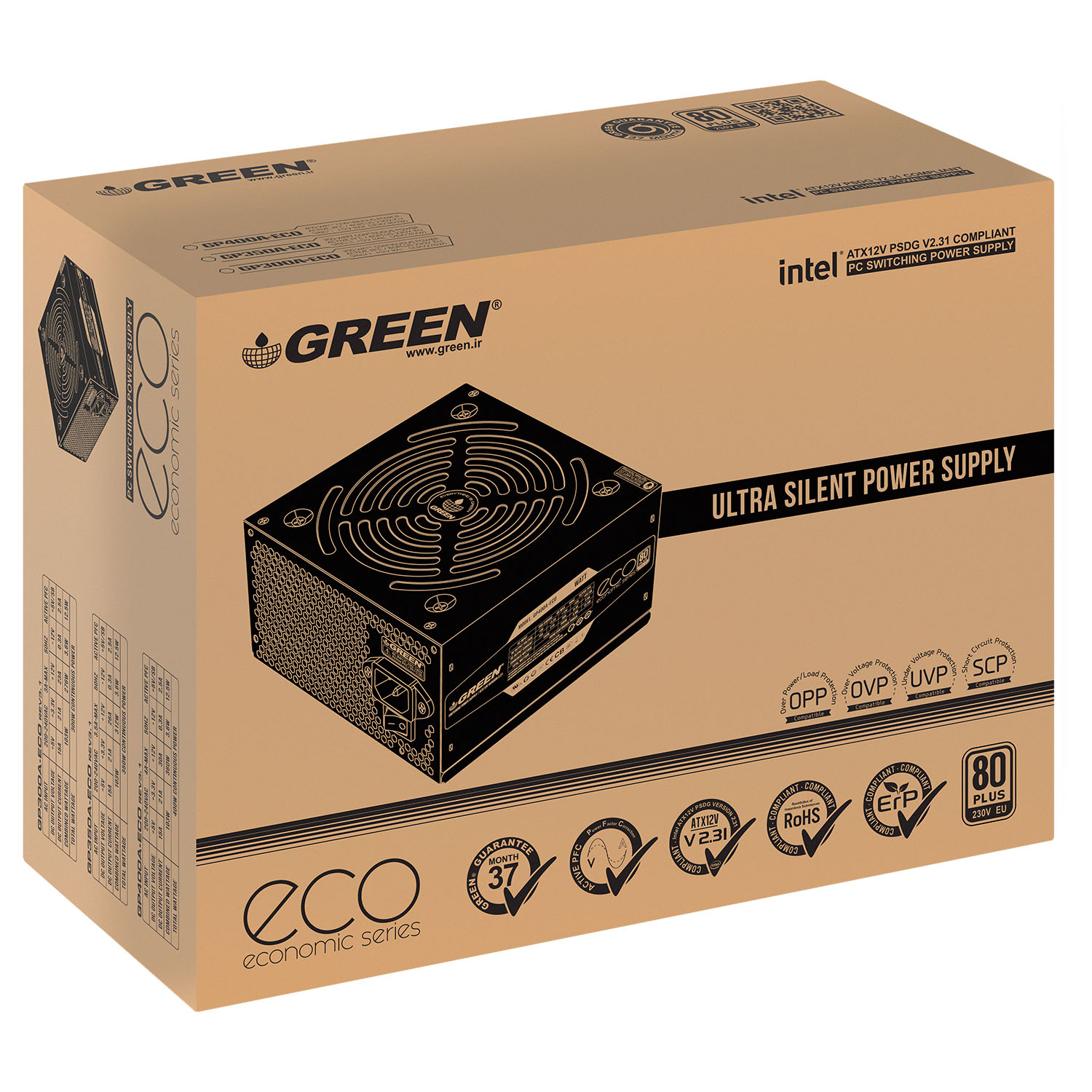 منبع تغذیه گرین مدل POWER SUPPLY GREEN 350 W ECO