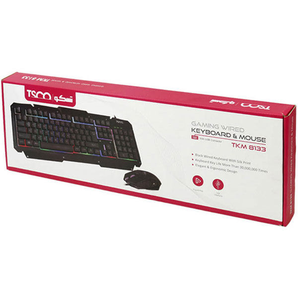 کیبورد و ماوس سیم دار مخصوص بازی تسکو مدل KEYBOARD MOUSE GAMING TSCO TKM-8133