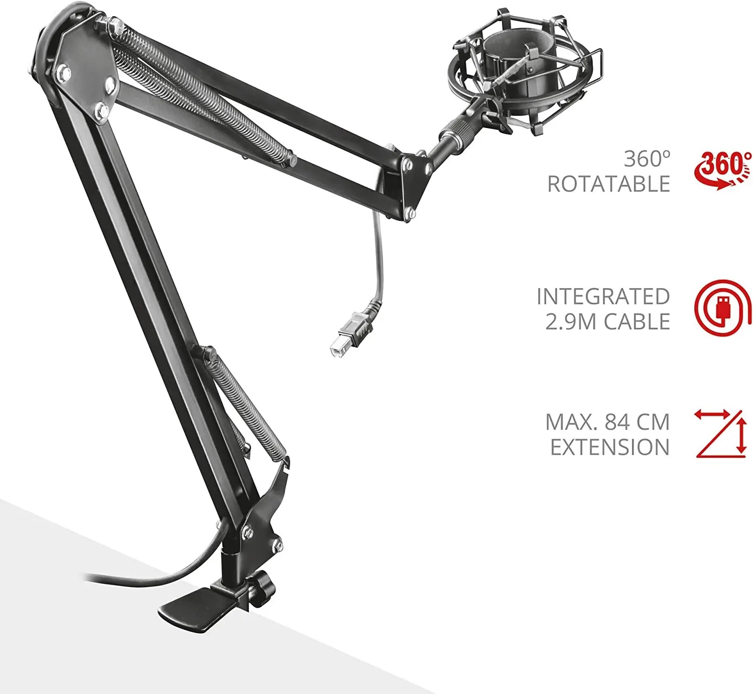 پایه میکروفون تراست با بازوی متحرک مدل STREAMING ARM TRUST GXT-253 EMITA