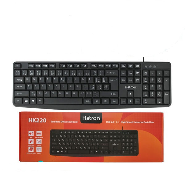 کیبورد سیم دار هترون مدل KEYBOARD HATRON HK-220 به همراه حروف فارسی