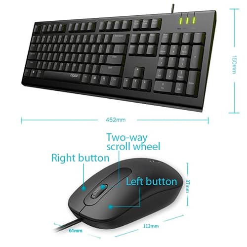 کیبورد و ماوس رپو مدل KEYBOARD MOUSE RAPOO X-125S