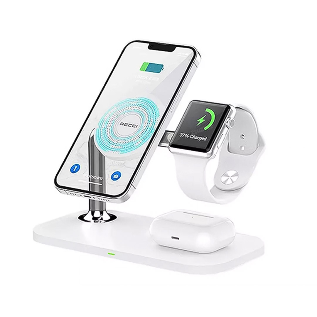 پایه نگهدارنده و شارژر وایرلس موبایل رسی مدل Recci RCW-20 Stand & Wireless Charger