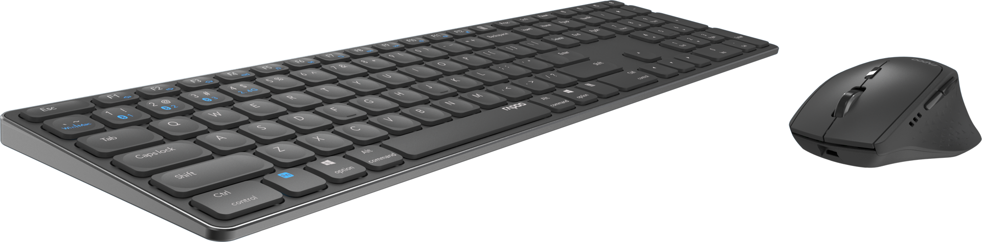 کیبورد و ماوس بدون سیم دو حالته رپو مدل Dual Mode Desktop Keyboard & Mouse Rapoo 9800 M