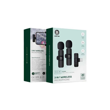میکروفون یقه ای بدون سیم 360 درجه گرین لاین مدل Green Lion Microphone 3 In 1 Wireless