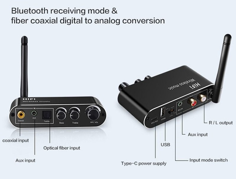 تبدیل و گیرنده بلوتوث صدا مدل Digital To Analog Converter T01