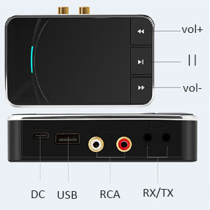 تبدیل و گیرنده و فرستنده بلوتوث صدا مدل Bluetooth Receiver & Digital to Analog Converter T39 در قائم آی تی