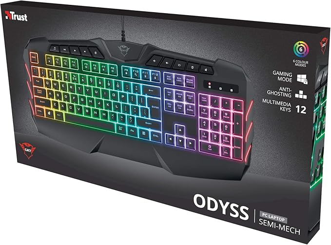 کیبورد گیمینگ مکانیکال تراست مدل Keyboard Gaming Semi-Mechanical Trust LED GXT-881 ODYSS در قائم آی تی 