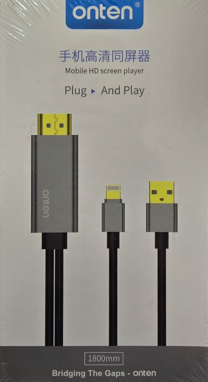 کابل انتقال تصویر اونتن مدل Lightning To HDMI Onten OTN-7522N در قائم آیتی