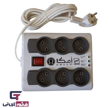 محافظ برق 6 خانه امگا مدل Voltage Protector Omega P6000 5M در قائم آیتی