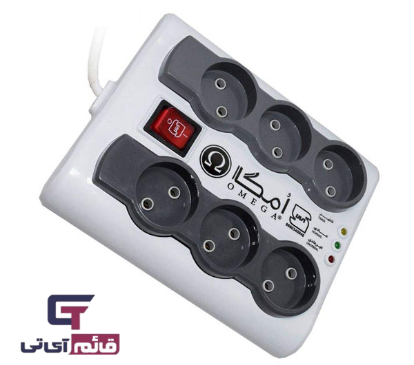 محافظ برق 6 خانه امگا مدل Voltage Protector Omega P6000 5M در قائم آیتی