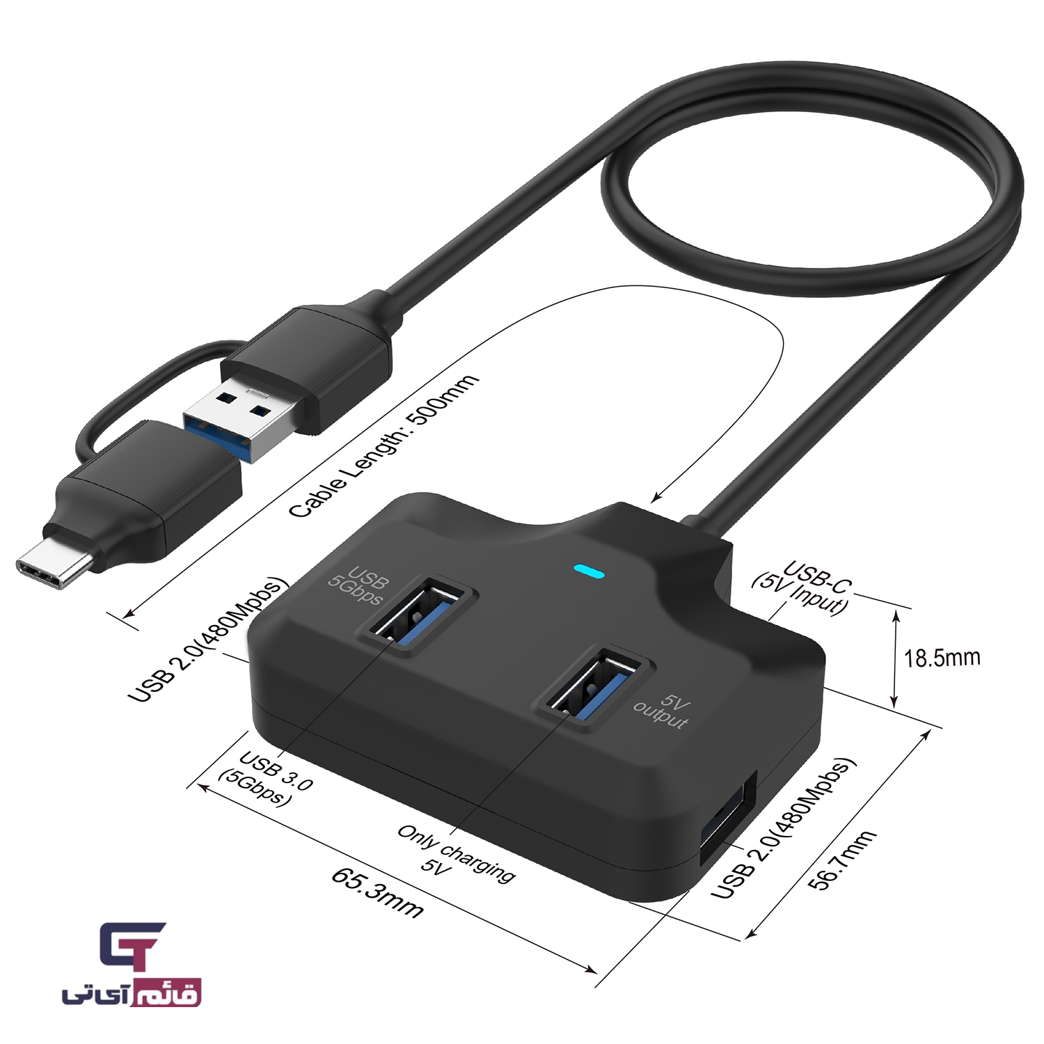 هاب چهار پورت اونتن مدل Hub Onten USB-C/USB3 To 4-Port OTN-UCA2310