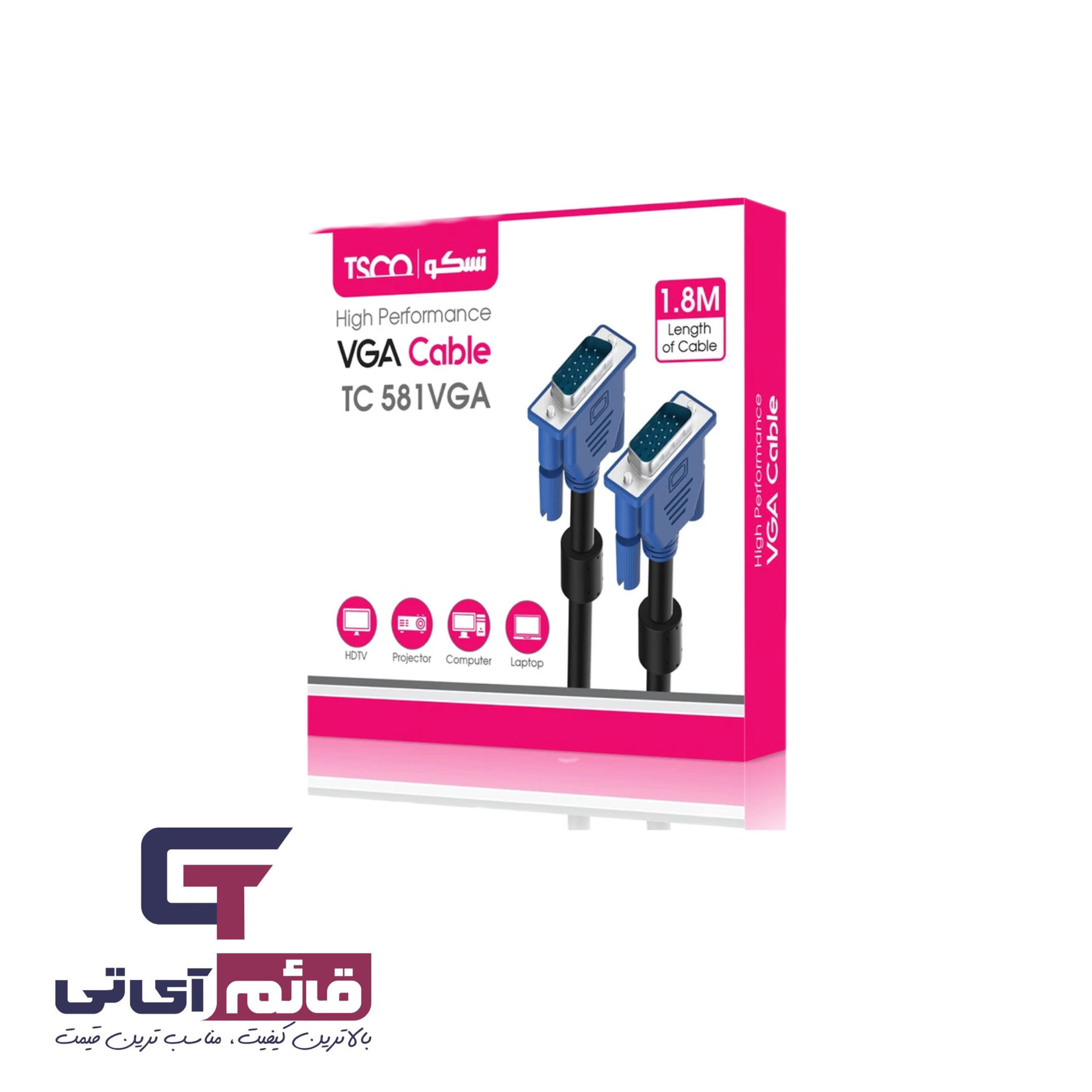 کابل انتقال تصویر مانیتور تسکو مدل Cable VGA Tsco 1.8M در قائم آی تی