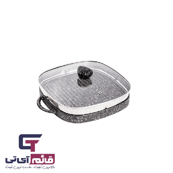 تابه گریل چدن دو طرفه مدل Cast Iron Square Grill Pan Size 28 Lorenza همراه با درب در قائم آی تی