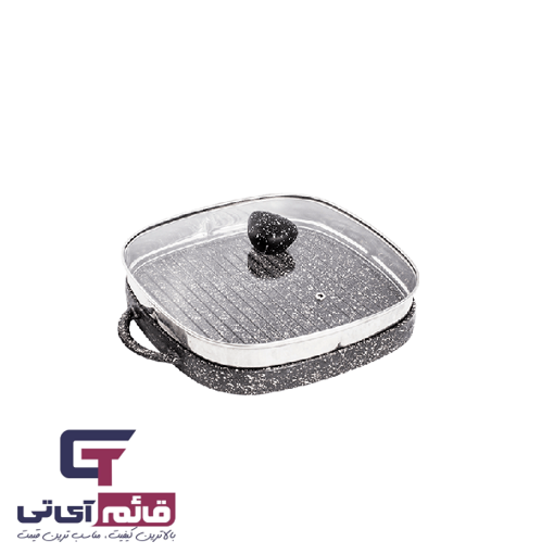 تابه گریل چدن دو طرفه مدل Cast Iron Square Grill Pan Size 28 Lorenza همراه با درب