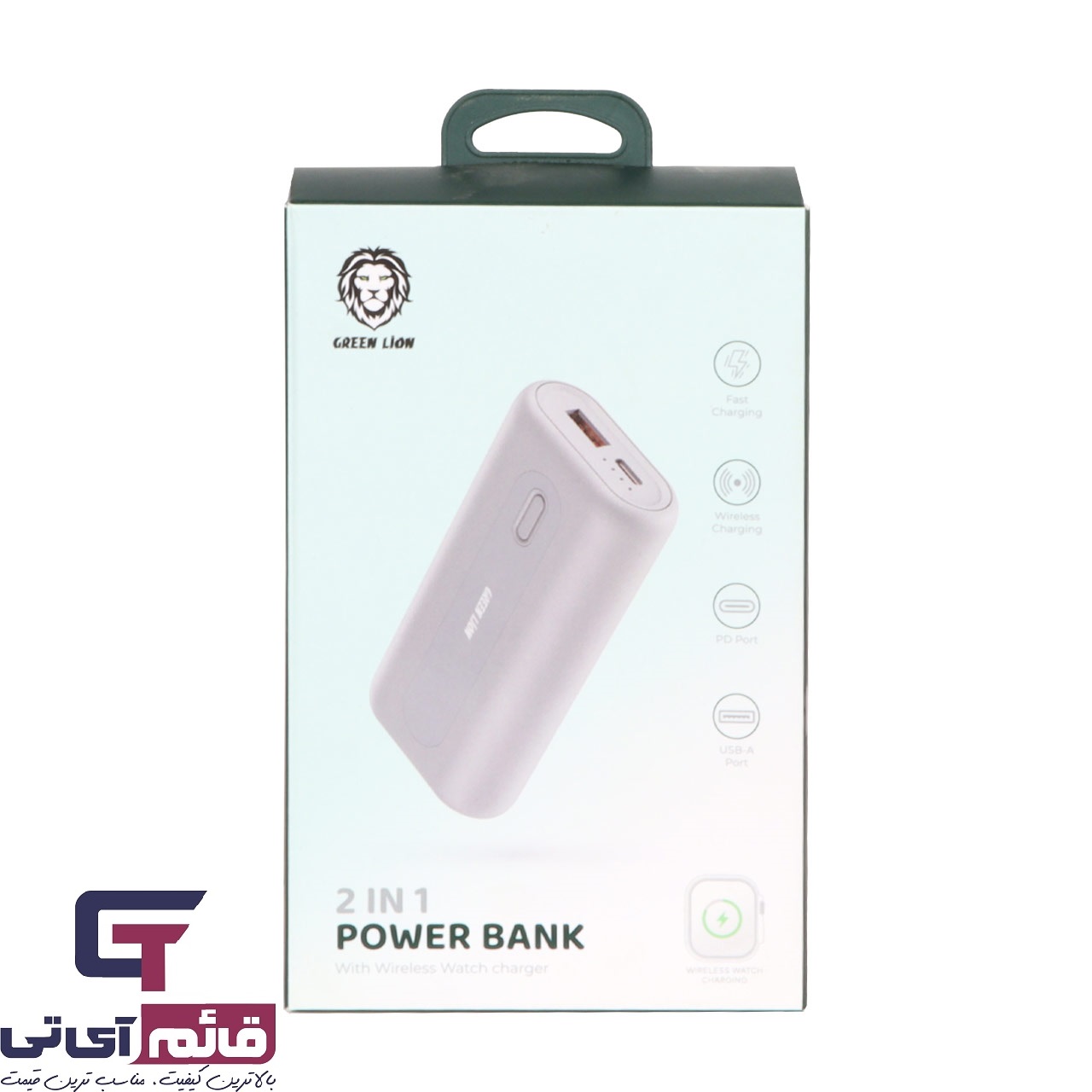 پاوربانک وایرلس گرین لاین مدل Wireless Power Bank 2 in 1 Green LIon 10000Ma 20W & 2.5W GN2N1OPB10KGY