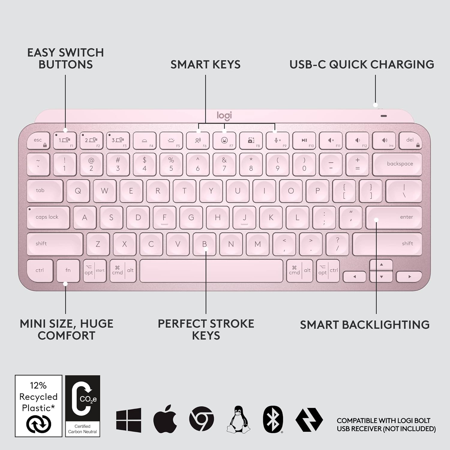 کیبورد بی سیم لاجیتک مدل Wireless Keyboard Logitech MX Keys Mini