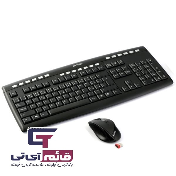 کیبورد و ماوس بی سیم ایفورتک مدل KEYBOARD MOUSE A4TECH WIRLESS 9200F در قائم آی تی 