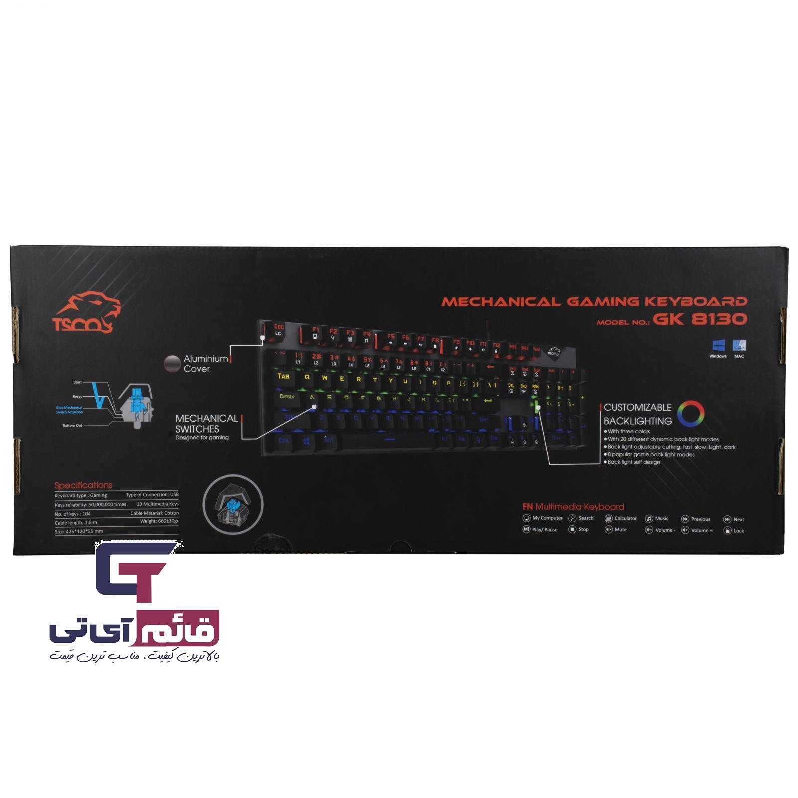 کیبورد گیمینگ مخصوص تسکو مدل KEYBOARD GAMING TSCO GK 8130 در قائم آی تی 