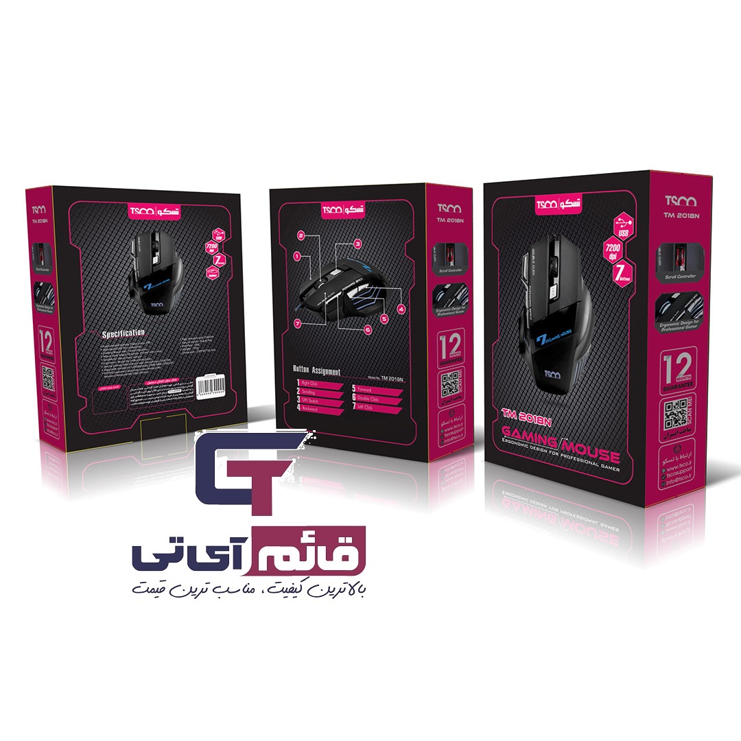 ماوس مخصوص بازی تسکو مدل MOUSE GAMING TSCO TM-2018 N در قائم آی تی 