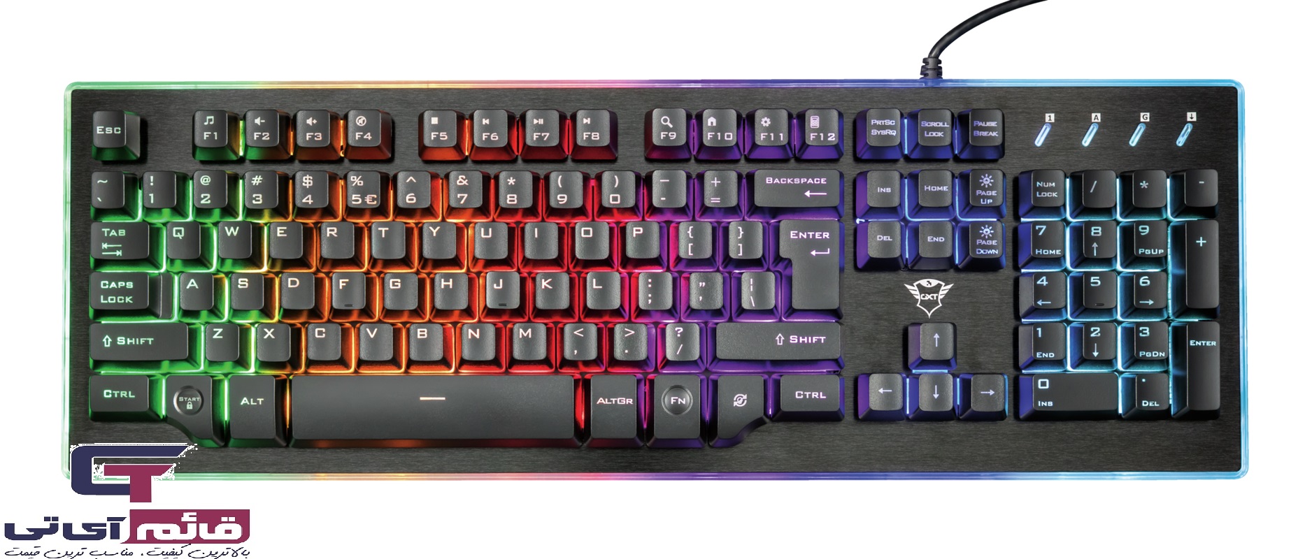 کیبورد گیمینگ مکانیکال تراست مدل Trust Gaming Thura AZERTY Semi Mechanical LED GXT 860 در قائم آی تی 