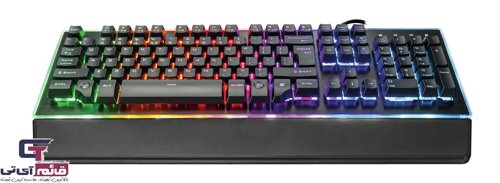 کیبورد گیمینگ مکانیکال تراست مدل Trust Gaming Thura AZERTY Semi Mechanical LED GXT 860 در قائم آی تی 