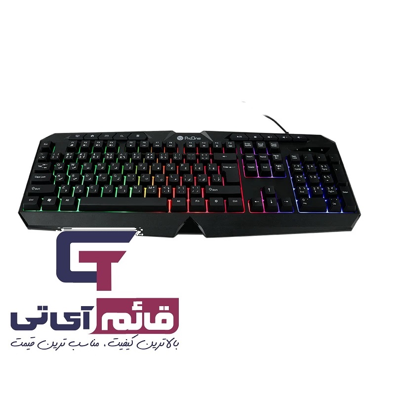 کیبورد گیمینگ سیم دار پرووان مدل Gaming RGB Keyboard Proone PKG 10 در قائم آی تی 