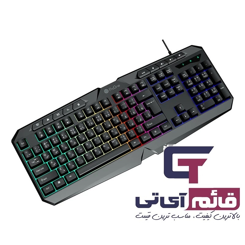 کیبورد گیمینگ سیم دار پرووان مدل Gaming RGB Keyboard Proone PKG 10 در قائم آی تی 