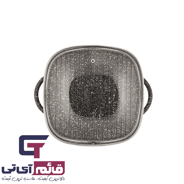 تابه گریل چدن دو طرفه مدل Cast Iron Square Grill Pan Size 28 Lorenza همراه با درب در قائم آی تی 