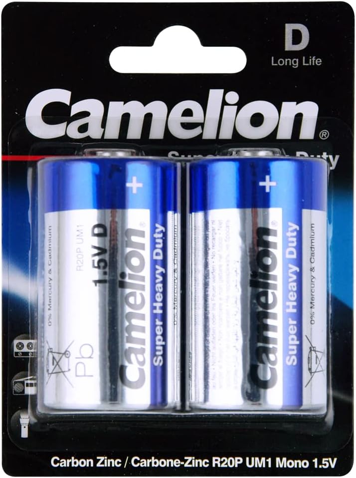 پک دوتایی باتری کملیون مدل Battery 2pc Camelion Super Heavy Duty D R20P UM1 Mono 1.5V